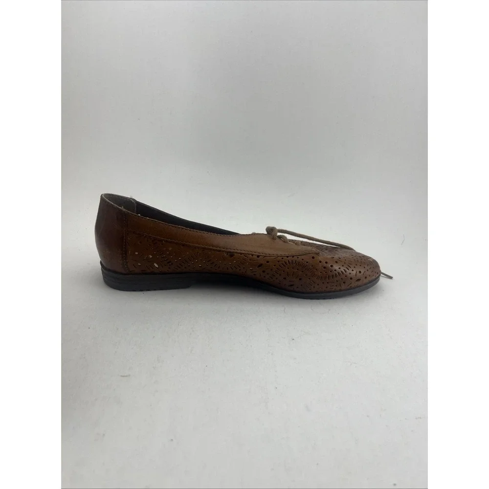 Vtg Leather Craft By Fashion Tradition Tan Cut Out Leather Shoes Sz 8.5 Womens